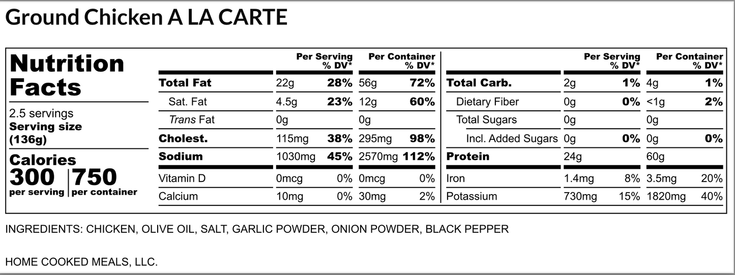 Ground Chicken (À La Carte)