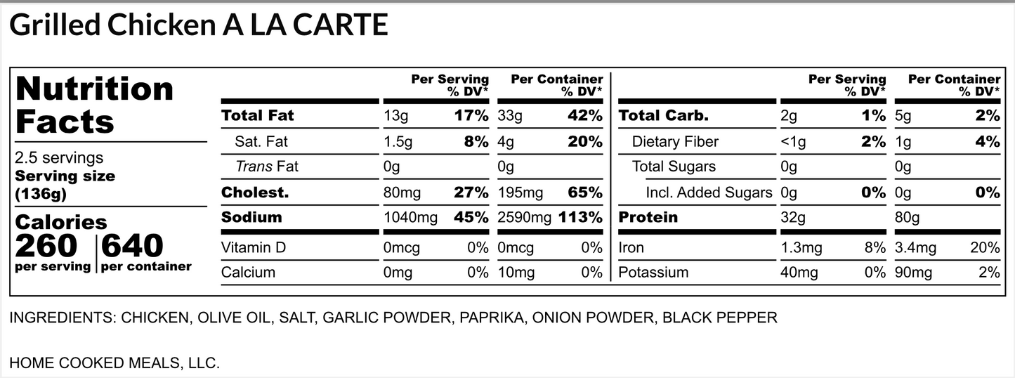 Grilled Chicken (À La Carte)