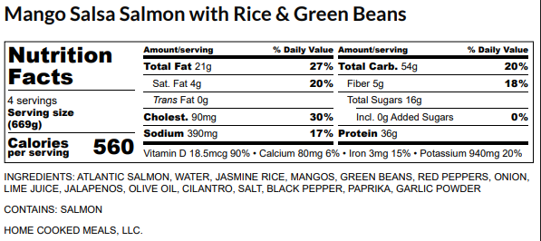 Mango Salsa Salmon with Rice & Green Beans