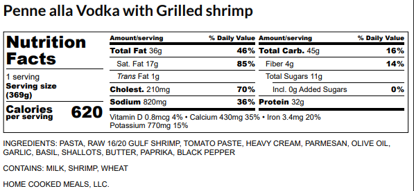 Penne Vodka With Grilled Shrimp