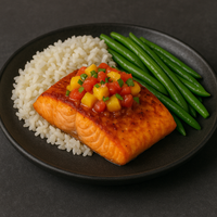 Mango Salsa Salmon with Rice & Green Beans