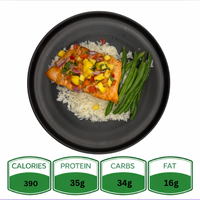 Mango Salsa Salmon with Rice & Green Beans