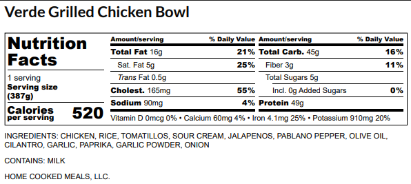 Grilled Verde Chicken Bowl